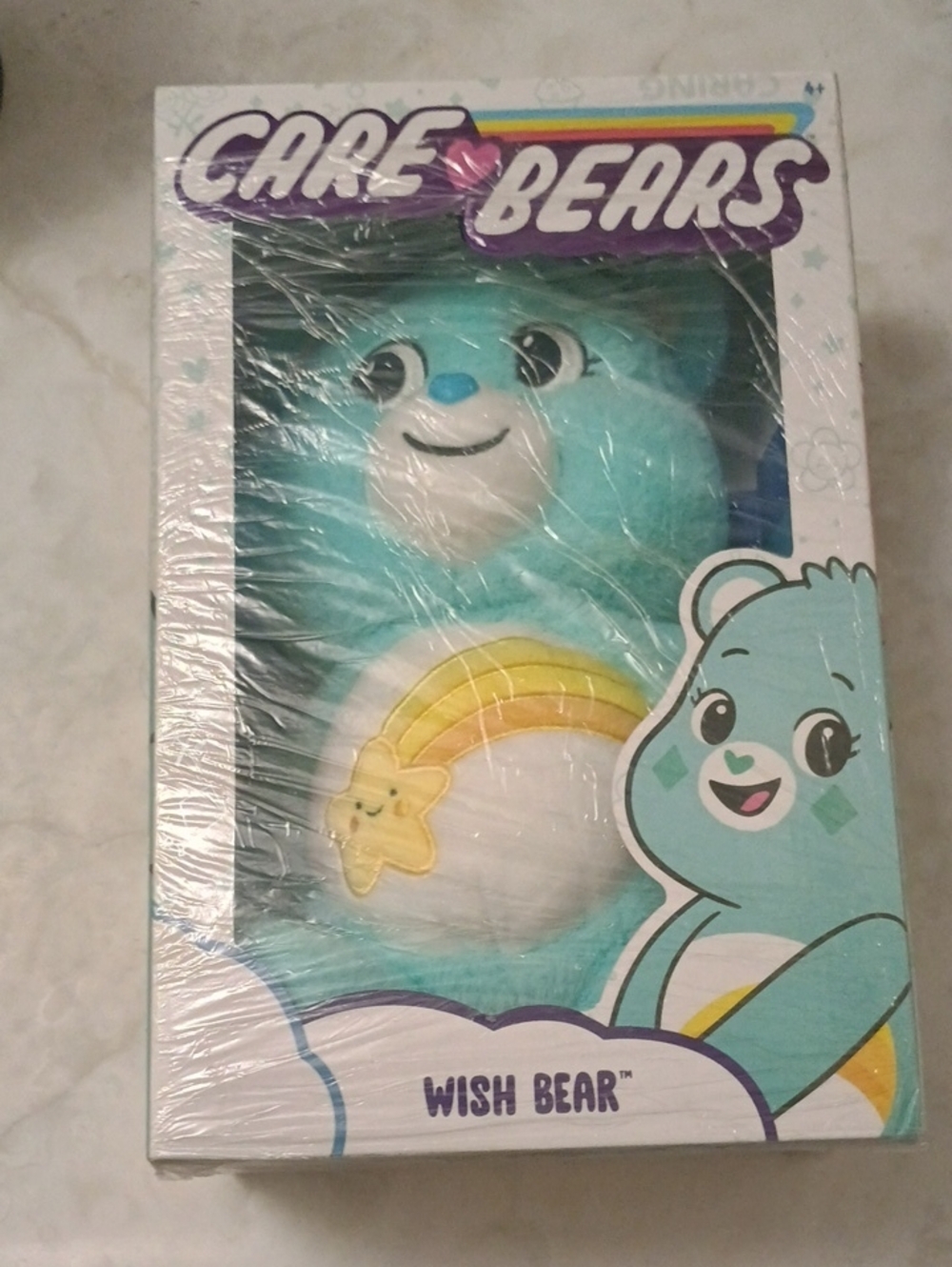 Care Bears Wish Bear Plush - Turquoise with Yellow Rainbow Badge